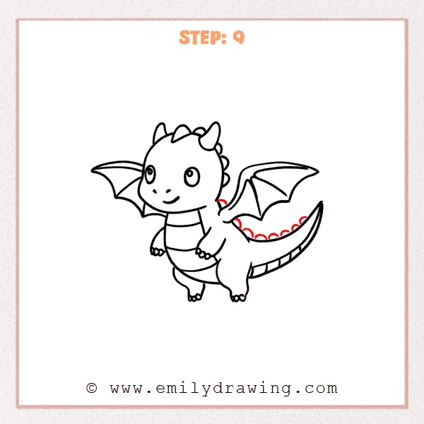 how to draw a flying dragon - Step 9